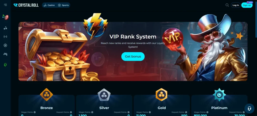 VIP-bonus voor casinospelers CrystalRoll Casino